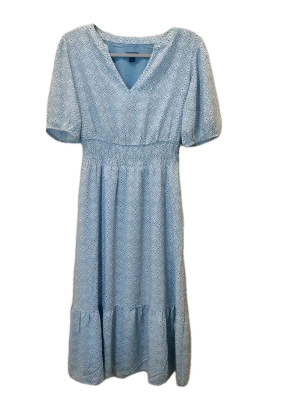 Ann Taylor Dress XS blue lightweight travel cottage Corp Granny Corp comfortable